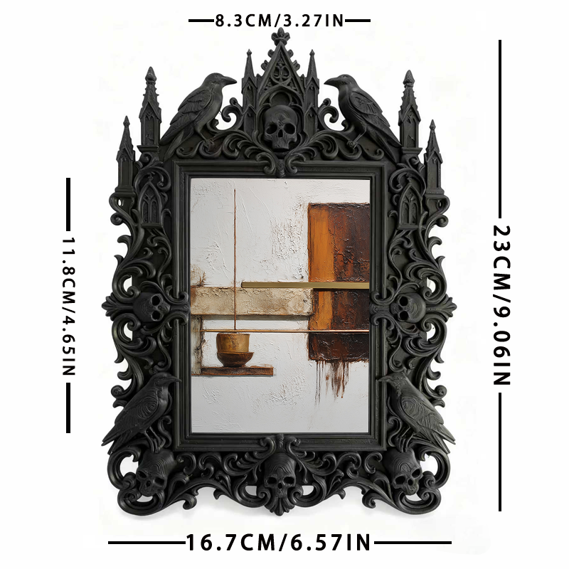 Gothic Dark Frame | Study Room Bookcase Decor, Photo Holder, Wall-mountable/Desktop