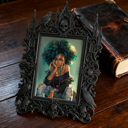 Gothic Dark Frame | Bathroom Vanity Decor, Photo Prop, Waterproof Plastic