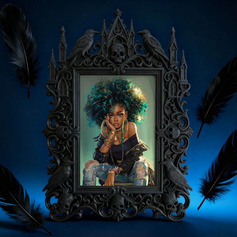 Gothic Dark Frame | Bathroom Vanity Decor, Photo Prop, Waterproof Plastic