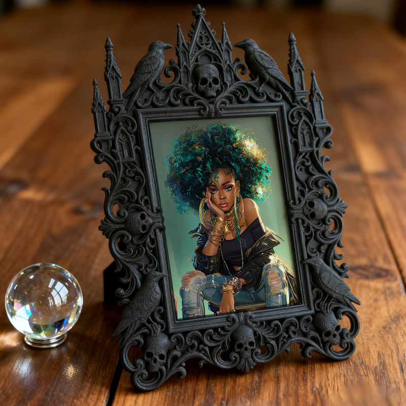 Gothic Dark Frame | Bathroom Vanity Decor, Photo Prop, Waterproof Plastic