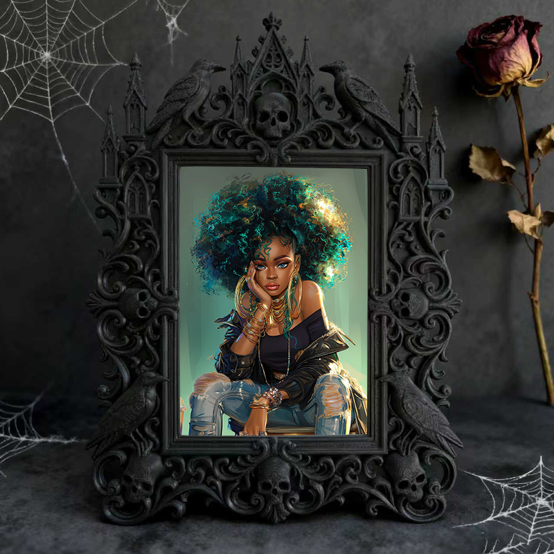 Gothic Dark Frame | Bathroom Vanity Decor, Photo Prop, Waterproof Plastic