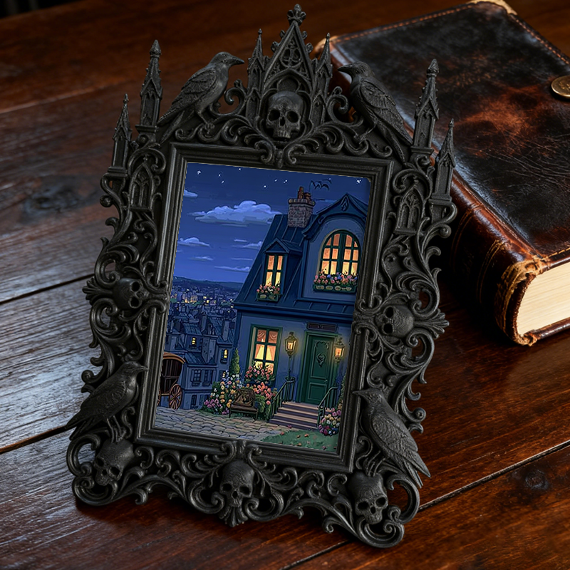 Gothic Dark Frame | Kids’ Gothic-themed Bedroom Decor, Photo Prop, Waterproof Plastic