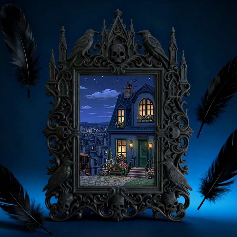 Gothic Dark Frame | Kids’ Gothic-themed Bedroom Decor, Photo Prop, Waterproof Plastic