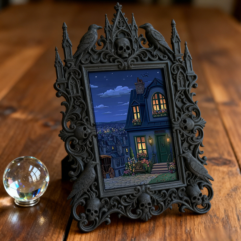 Gothic Dark Frame | Kids’ Gothic-themed Bedroom Decor, Photo Prop, Waterproof Plastic