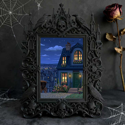 Gothic Dark Frame | Kids’ Gothic-themed Bedroom Decor, Photo Prop, Waterproof Plastic