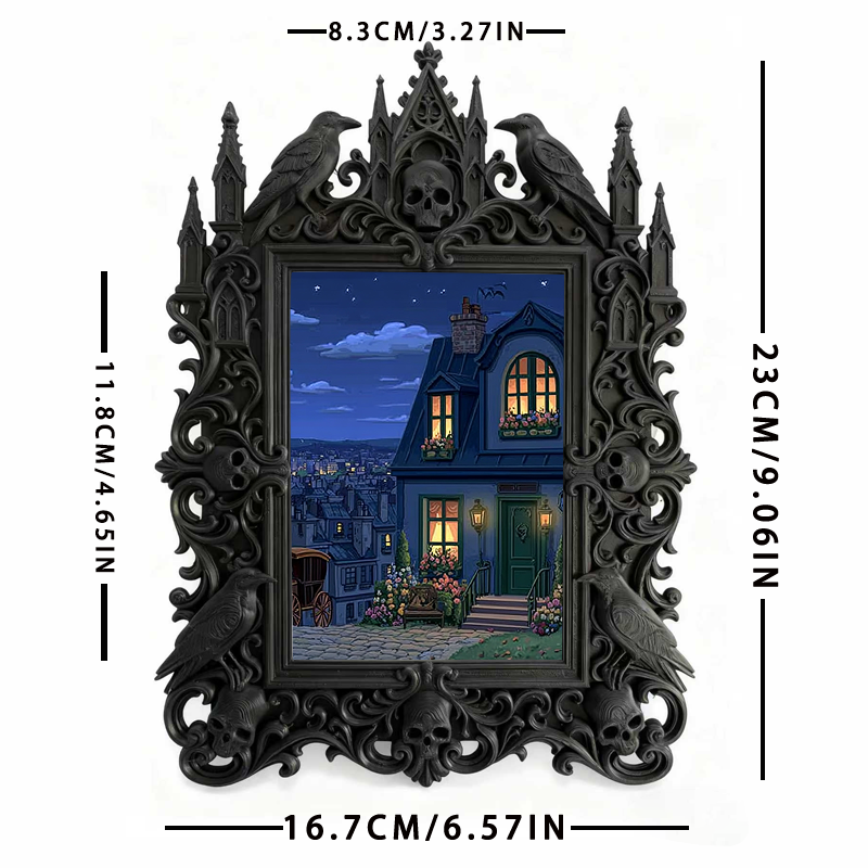 Gothic Dark Frame | Kids’ Gothic-themed Bedroom Decor, Photo Prop, Waterproof Plastic