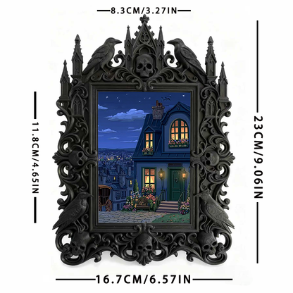 Gothic Dark Frame | Kids’ Gothic-themed Bedroom Decor, Photo Prop, Waterproof Plastic