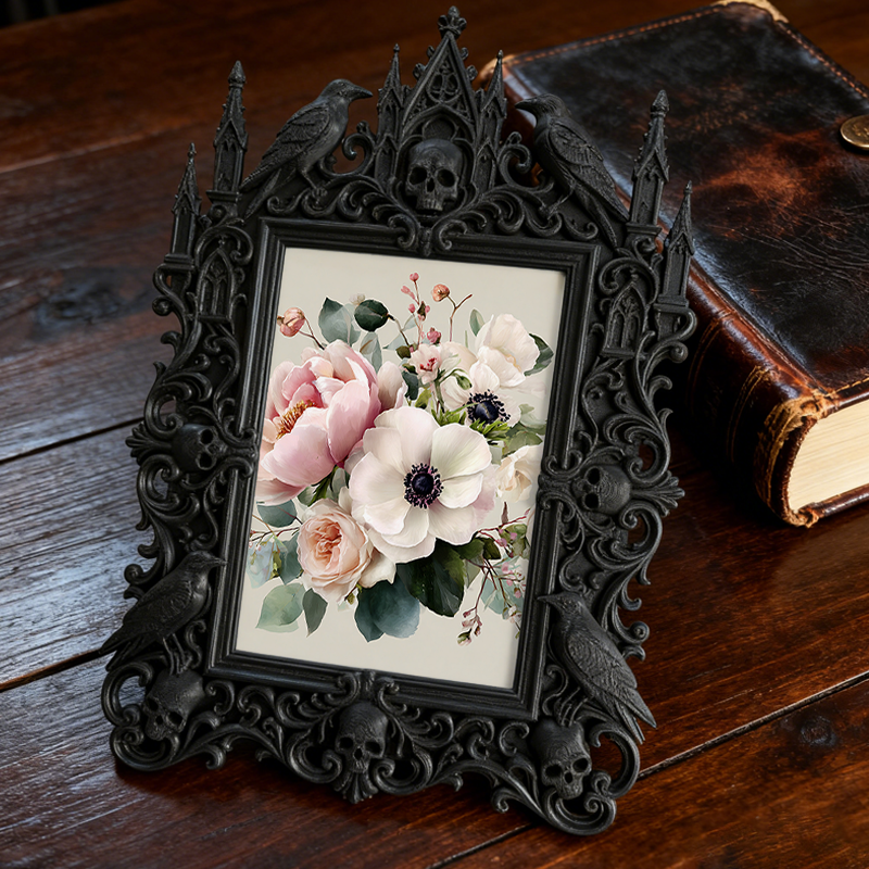 Gothic Dark Frame | Kitchen Window Sill Decor, Photo Frame, Waterproof Plastic