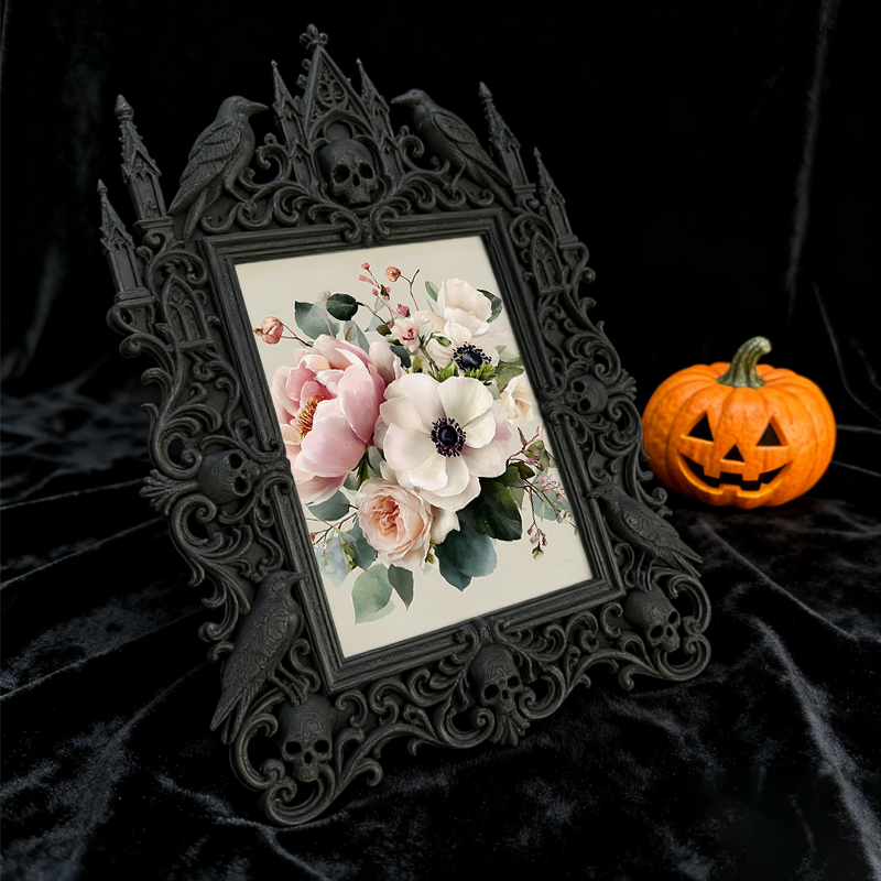 Gothic Dark Frame | Kitchen Window Sill Decor, Photo Frame, Waterproof Plastic