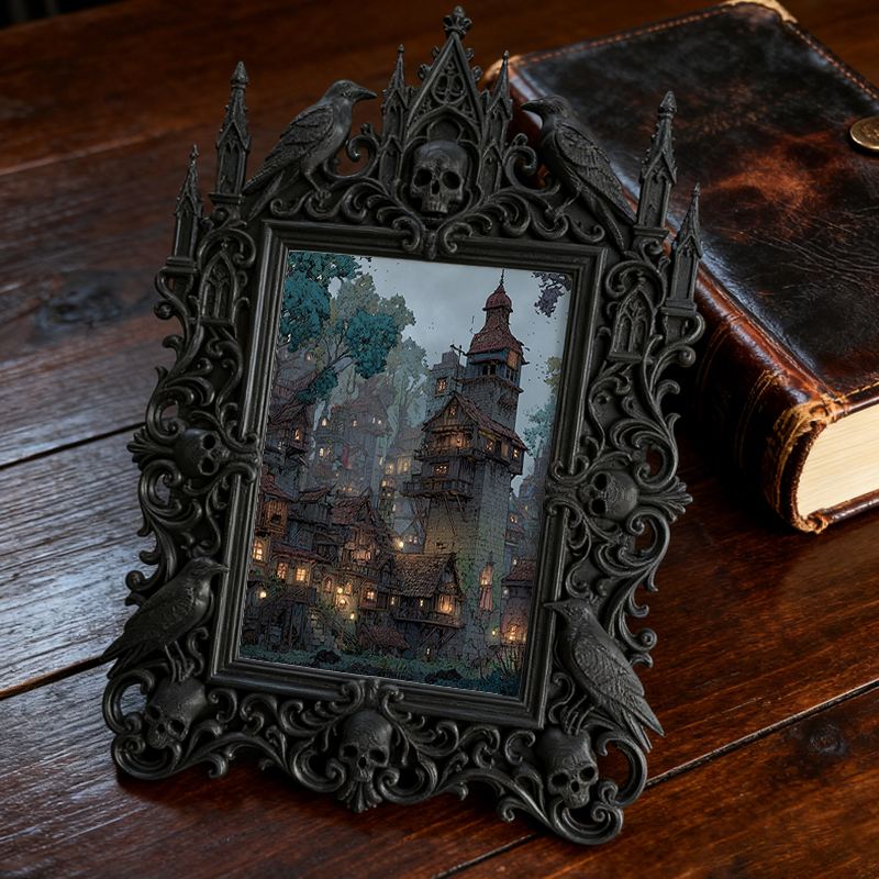 Gothic Dark Frame | Garage Man Cave Decor, Photo Holder, Waterproof Plastic Frame