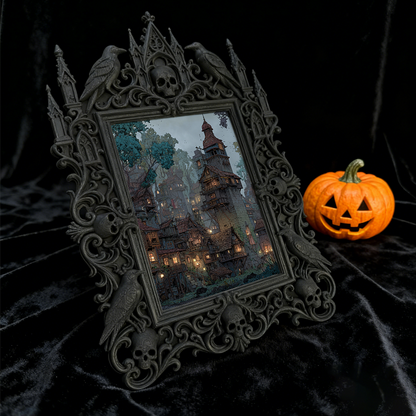 Gothic Dark Frame | Garage Man Cave Decor, Photo Holder, Waterproof Plastic Frame