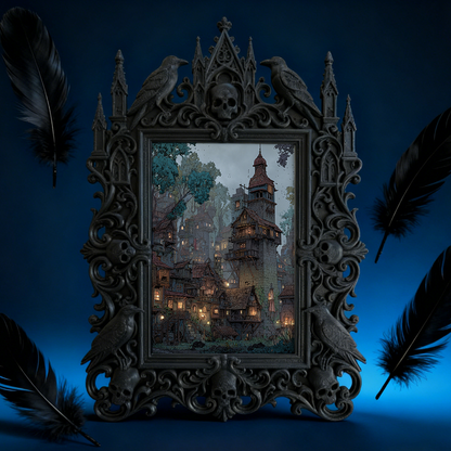 Gothic Dark Frame | Garage Man Cave Decor, Photo Holder, Waterproof Plastic Frame