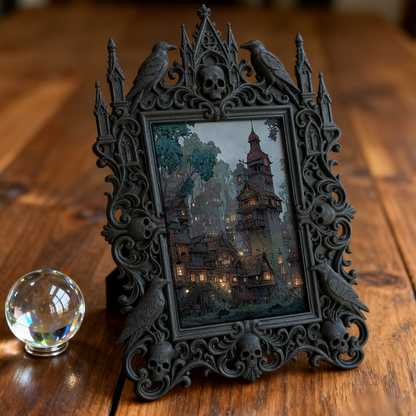 Gothic Dark Frame | Garage Man Cave Decor, Photo Holder, Waterproof Plastic Frame