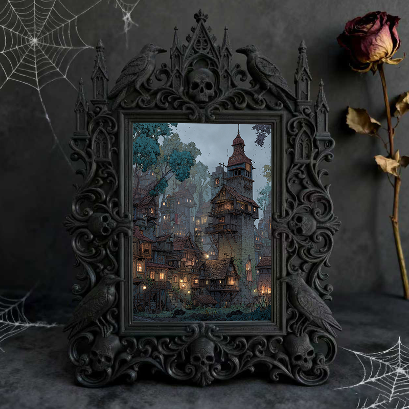 Gothic Dark Frame | Garage Man Cave Decor, Photo Holder, Waterproof Plastic Frame