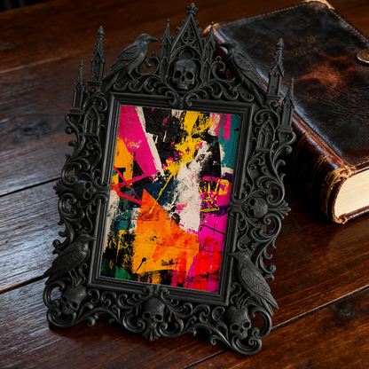 Gothic Dark Frame | Guest Room Nightstand Decor, Photo Ornament, Wall-mountable