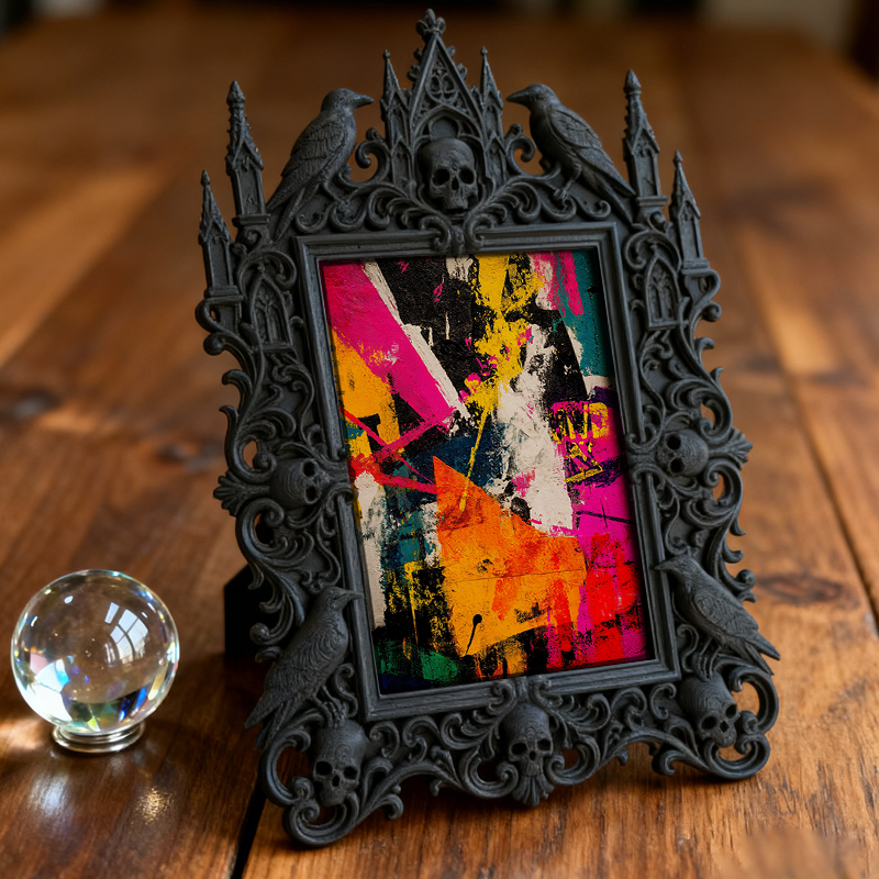 Gothic Dark Frame | Guest Room Nightstand Decor, Photo Ornament, Wall-mountable