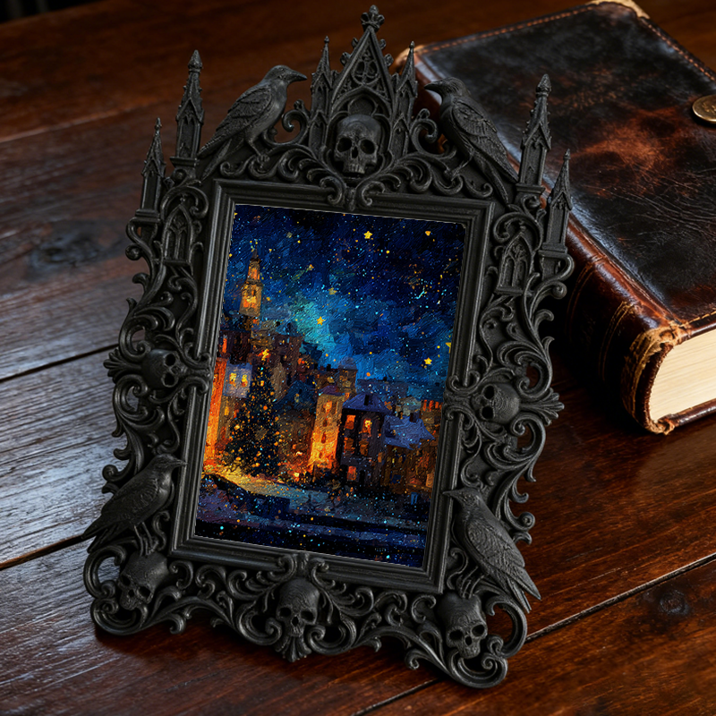 Gothic Dark Frame | Home Bar Shelf Decor, Photo Prop, Waterproof Plastic