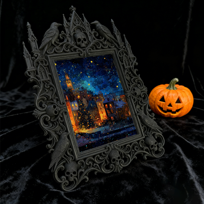 Gothic Dark Frame | Home Bar Shelf Decor, Photo Prop, Waterproof Plastic