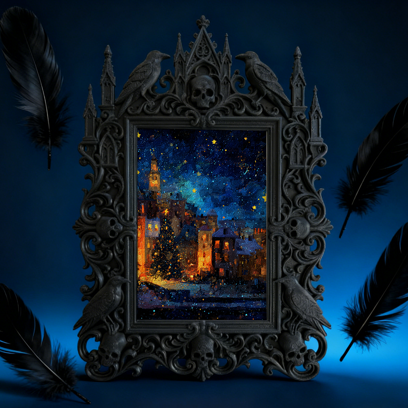 Gothic Dark Frame | Home Bar Shelf Decor, Photo Prop, Waterproof Plastic