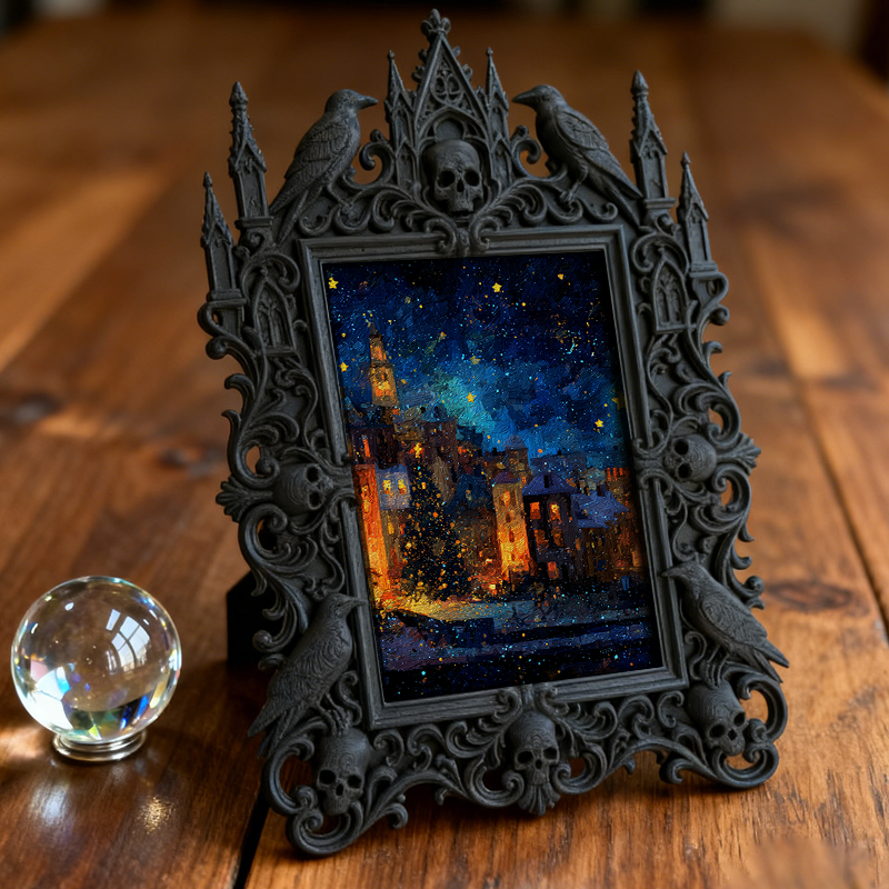 Gothic Dark Frame | Home Bar Shelf Decor, Photo Prop, Waterproof Plastic