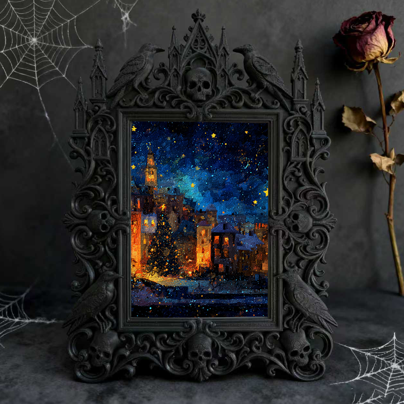 Gothic Dark Frame | Home Bar Shelf Decor, Photo Prop, Waterproof Plastic