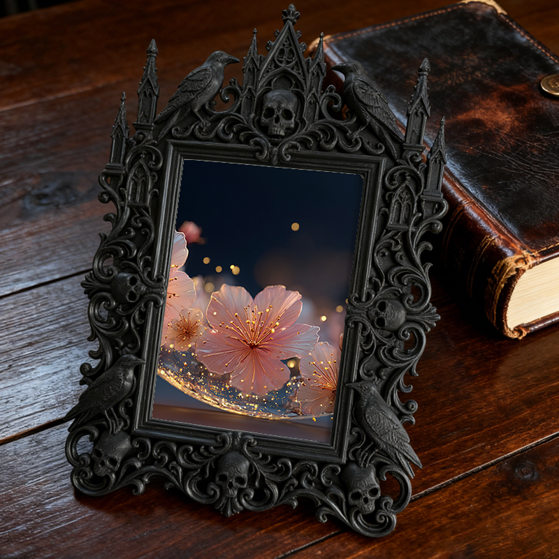 Gothic Dark Frame | Fireplace Mantel Decor, Photo Holder, Wall/Tabletop