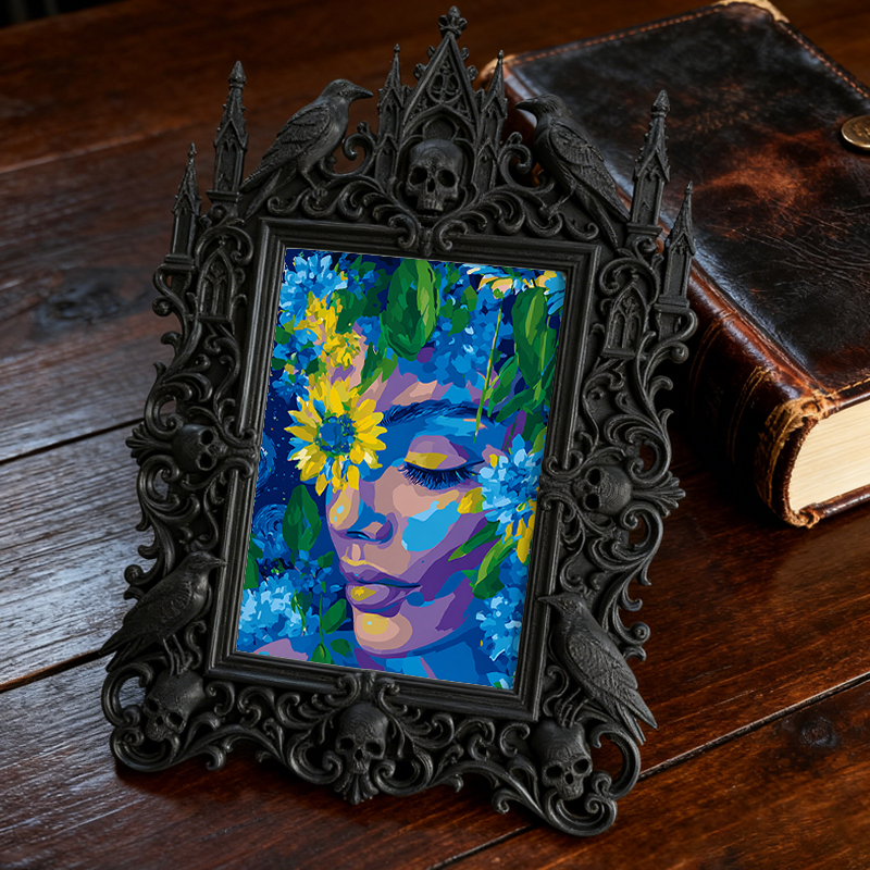 Gothic Dark Frame | Dollhouse Display Decor, Mini Photo Frame, Waterproof Plastic