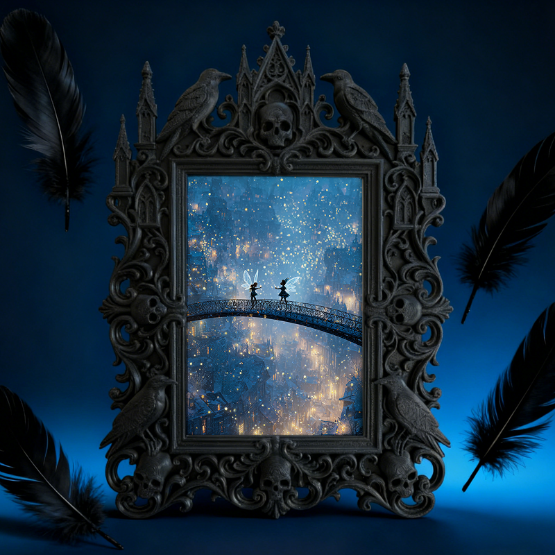 Gothic Dark Frame | Tattoo Studio Wall Decor, Photo Display, Waterproof Plastic Frame