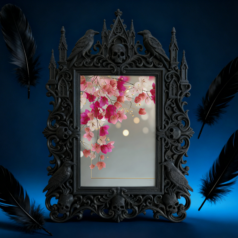 Gothic Dark Frame | Handmade Jewelry Shop Decor, Photo Frame, Waterproof Plastic