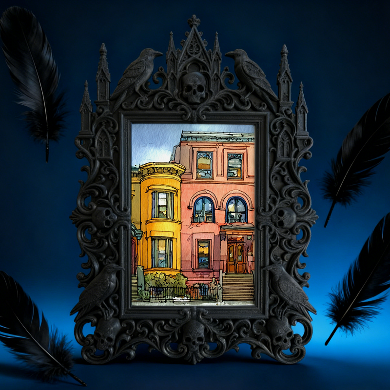 Gothic Dark Frame | Custom Leather Shop Decor, Photo Prop, Dual-use