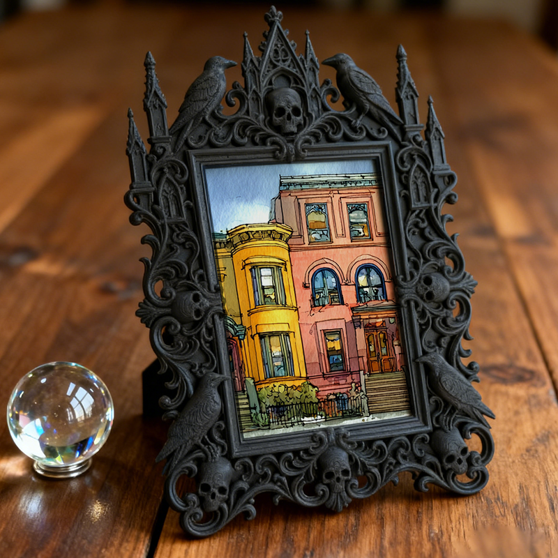 Gothic Dark Frame | Custom Leather Shop Decor, Photo Prop, Dual-use