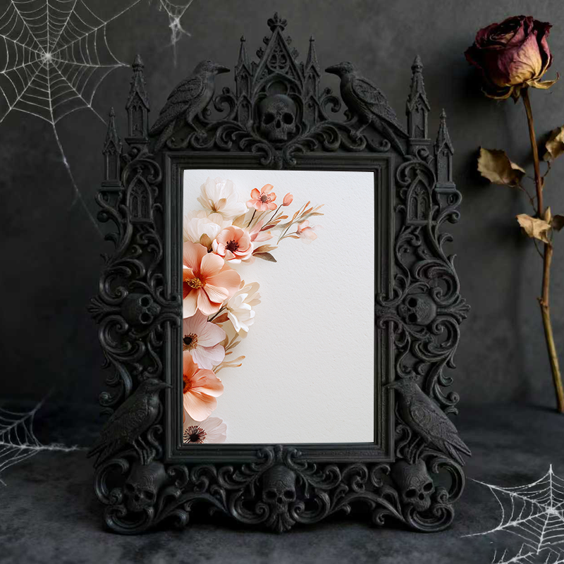 Gothic Dark Frame | Barber Shop Decor, Photo Ornament, Waterproof Plastic