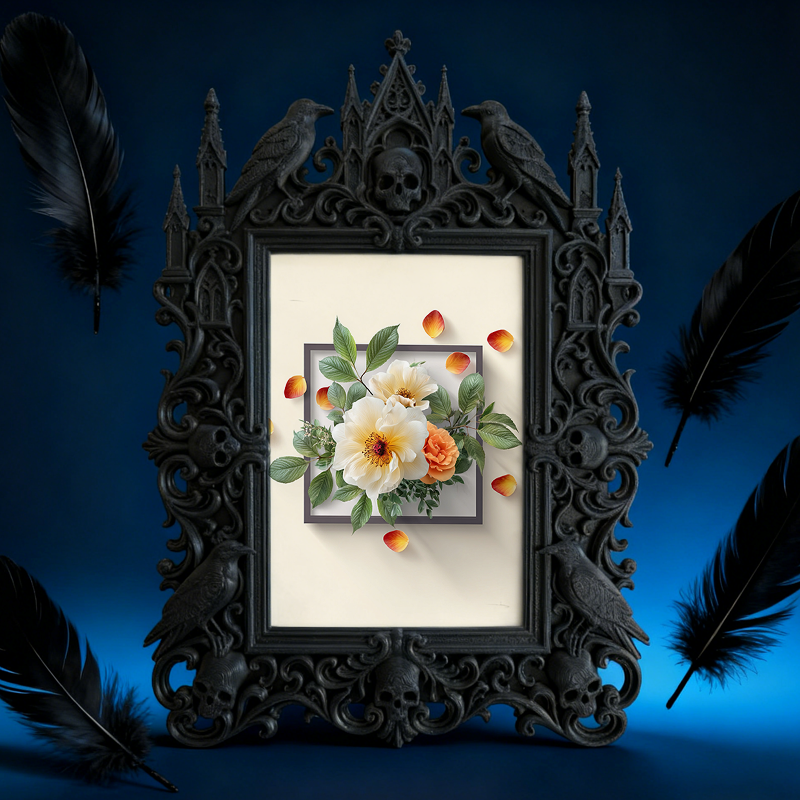 Gothic Dark Frame | Resin Art Studio Decor, Photo Frame, Waterproof Plastic