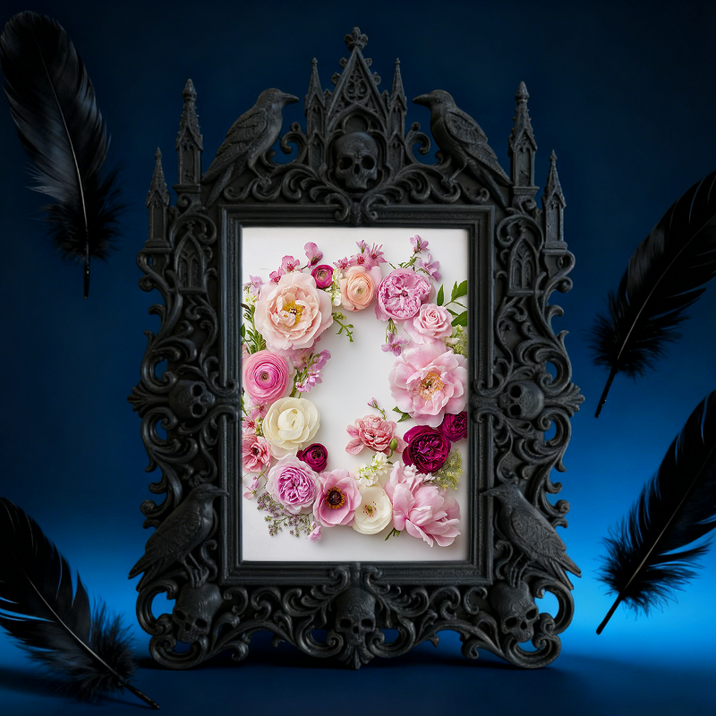 Gothic Dark Frame | Vinyl Record Store Decor, Photo Ornament, Waterproof Plastic Frame