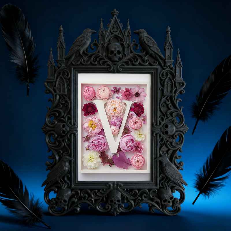 Gothic Dark Frame | Handmade Jewelry Shop Decor, Photo Frame, Waterproof Plastic