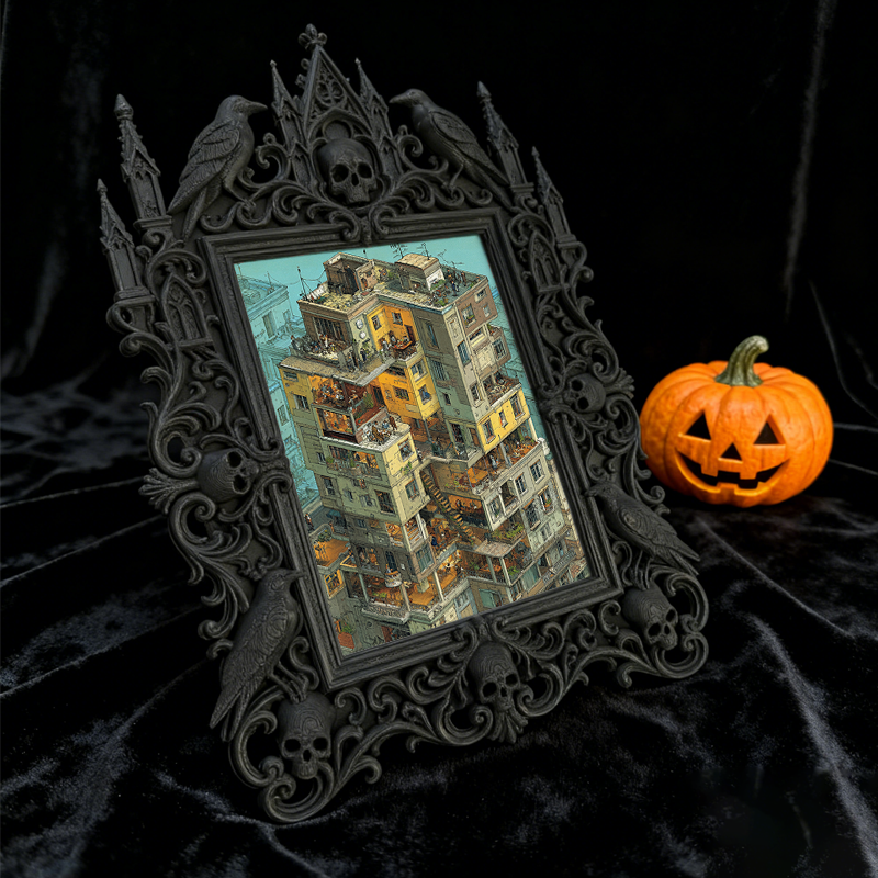 Gothic Dark Frame | Horror Movie Merch Shop Decor, Photo Ornament, Dual-use