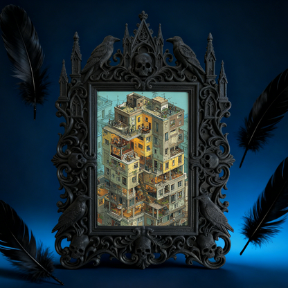 Gothic Dark Frame | Horror Movie Merch Shop Decor, Photo Ornament, Dual-use