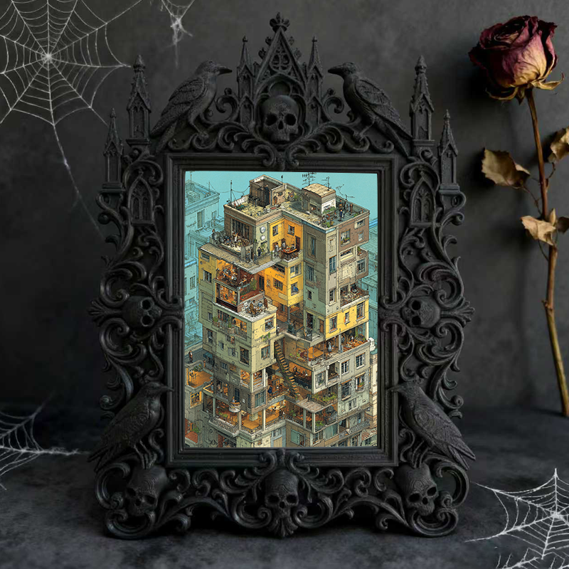 Gothic Dark Frame | Horror Movie Merch Shop Decor, Photo Ornament, Dual-use
