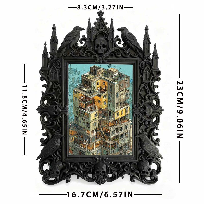 Gothic Dark Frame | Horror Movie Merch Shop Decor, Photo Ornament, Dual-use
