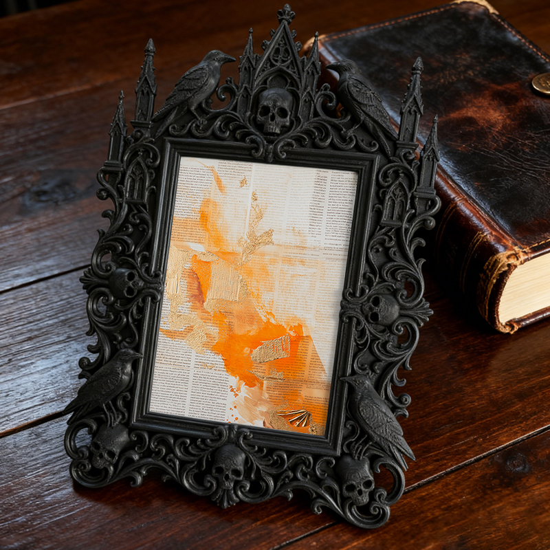 Gothic Dark Frame | Custom Leather Shop Decor, Photo Prop, Dual-use