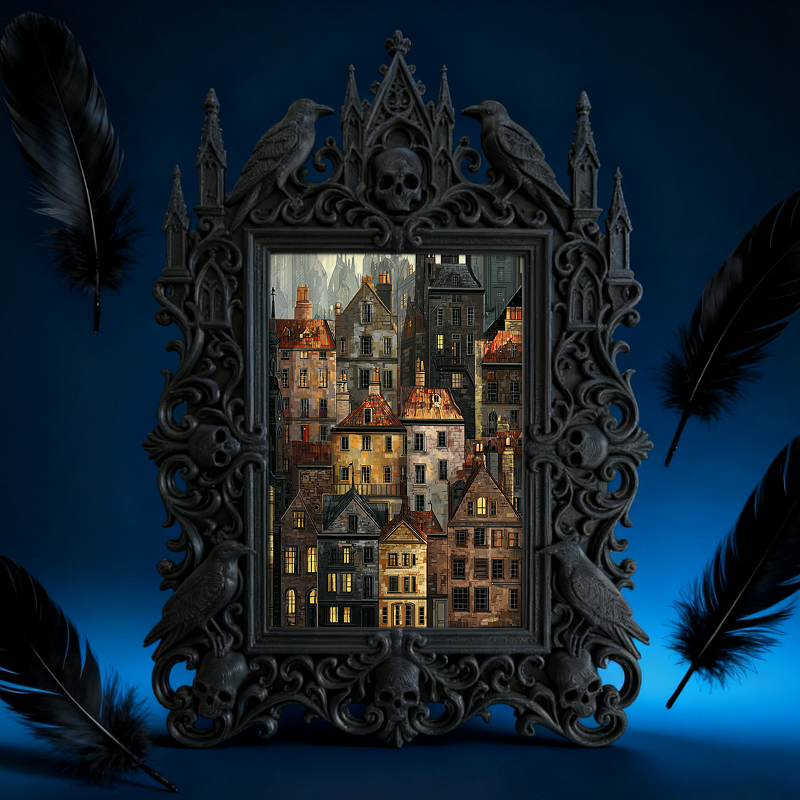 Gothic Dark Frame | Antique Shop Decor, Vintage Photo Frame, Waterproof Plastic