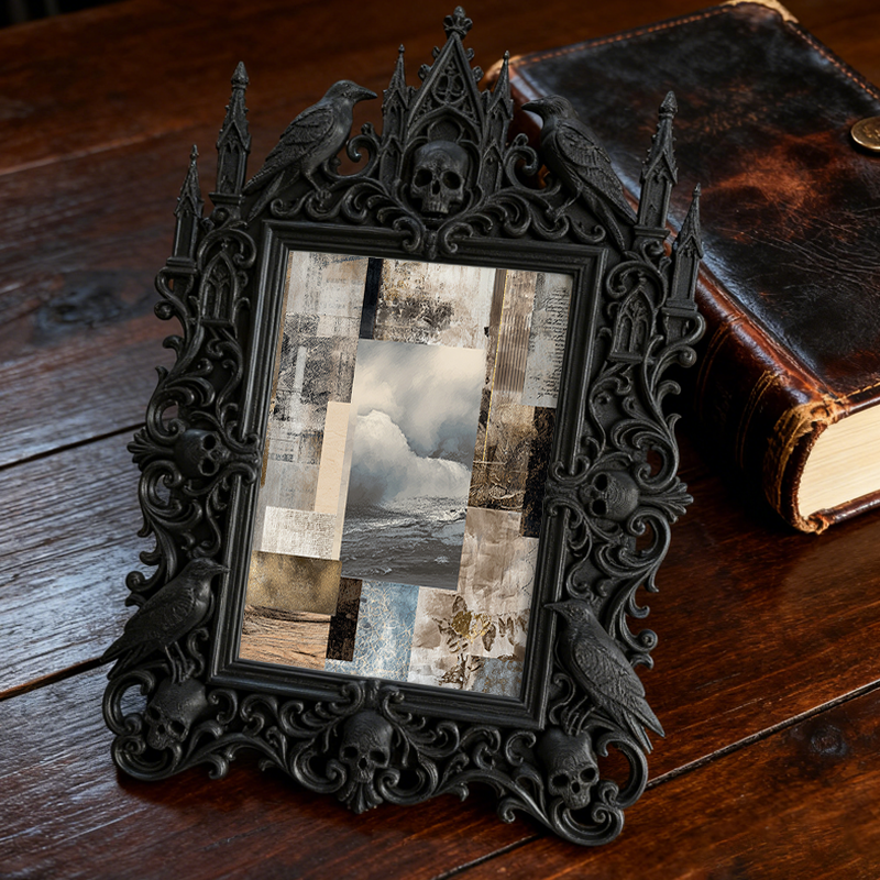 Gothic Dark Frame | Barber Shop Decor, Photo Ornament, Waterproof Plastic