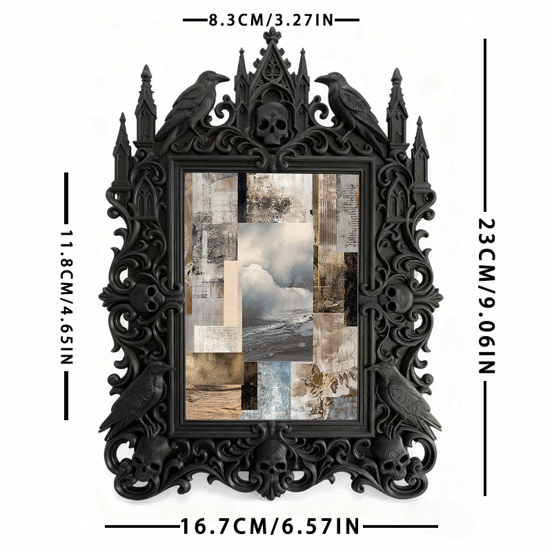 Gothic Dark Frame | Barber Shop Decor, Photo Ornament, Waterproof Plastic