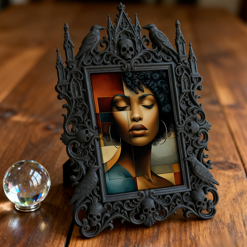 Gothic Dark Frame | Crystal Shop Decor, Photo Holder, Waterproof Plastic Frame