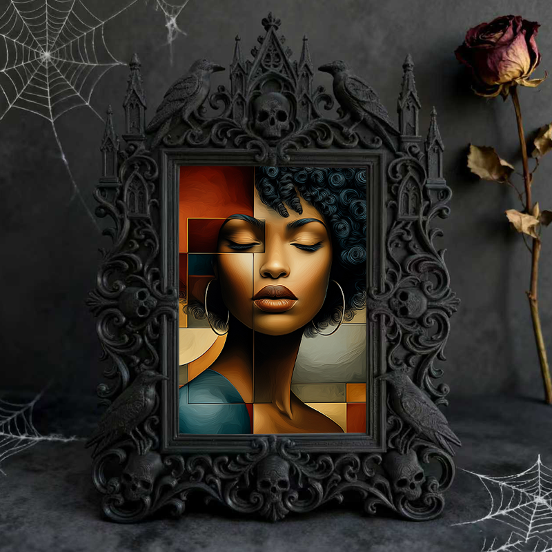 Gothic Dark Frame | Crystal Shop Decor, Photo Holder, Waterproof Plastic Frame
