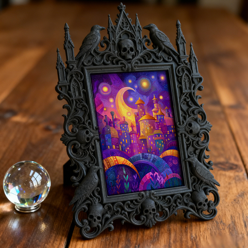 Gothic Dark Frame | Thrift Store Decor, Vintage Photo Holder, Dual-use