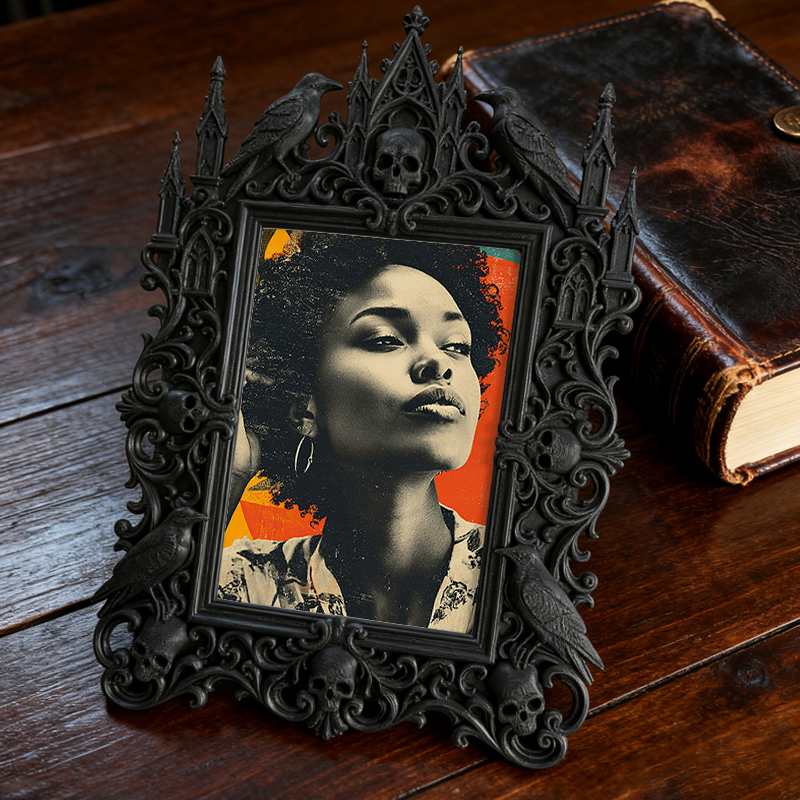 Gothic Dark Frame | Halloween Haunted House Prop, Photo Ornament, Waterproof Plastic