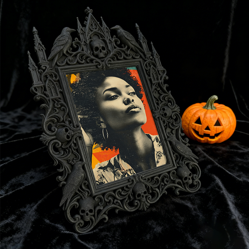 Gothic Dark Frame | Halloween Haunted House Prop, Photo Ornament, Waterproof Plastic