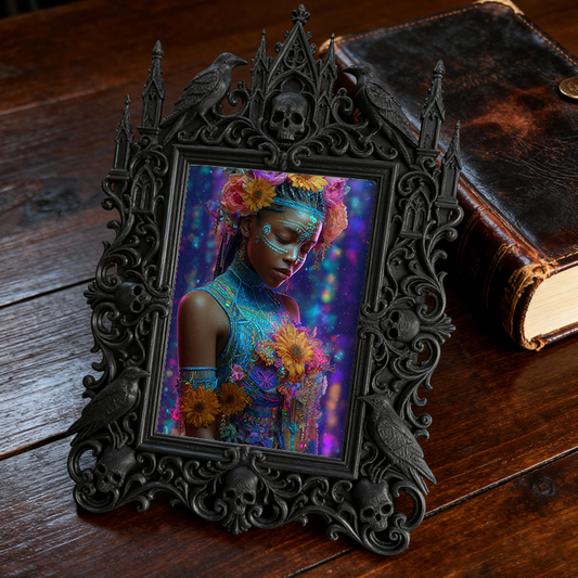 Gothic Dark Frame | Gothic Themed Baby Shower Decor, Photo Holder, Dual-use