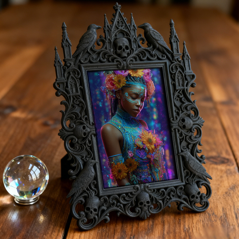 Gothic Dark Frame | Gothic Themed Baby Shower Decor, Photo Holder, Dual-use